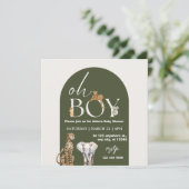 Oh Boy Wild One Animals Boy Baby shower Kaart (Staand voorkant)