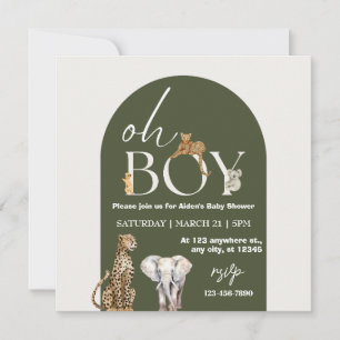 Oh Boy Wild One Animals Boy Baby shower Kaart