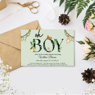 Oh Boy Wild Safari Dier Oerwoud Boy Baby shower Kaart