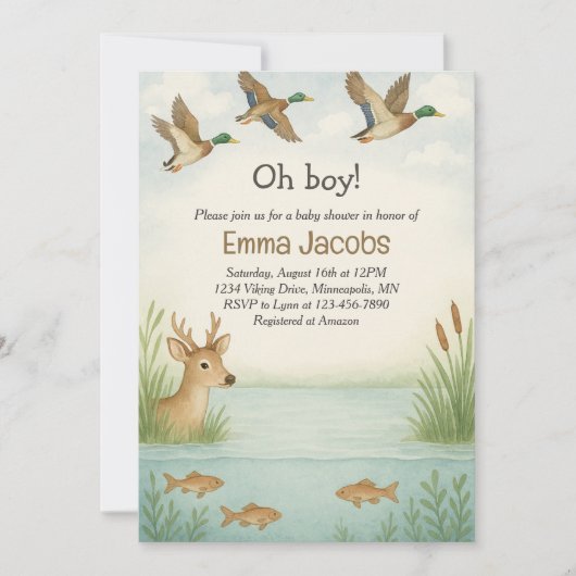Oh boy! Wildlife Baby shower Uitnodiging (Voorkant)