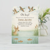 Oh boy! Wildlife Baby shower Uitnodiging (Staand voorkant)