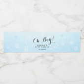 Oh Boy Winter Baby shower | Snowflakes Blue Waterfles Etiket (Enkel label)