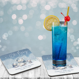 Oh Boy Winter   Baby shower van Woodland Bier Onderzetter