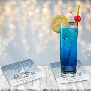 Oh Boy Winter   Baby shower van Woodland Kartonnen Onderzetters