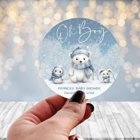Oh Boy Winter | Baby shower van Woodland Ronde Sticker