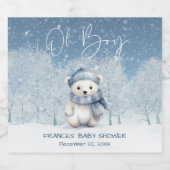 Oh Boy Winter | Baby shower van Woodland Sparkling Wijnetiket (Enkel label)