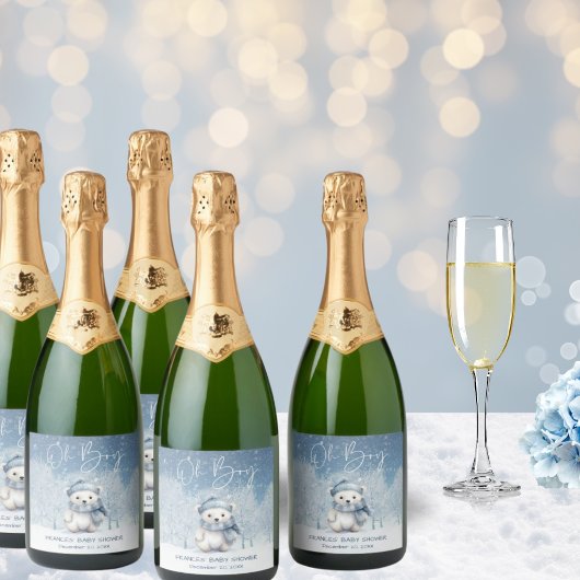 Oh Boy Winter | Baby shower van Woodland Sparkling Wijnetiket
