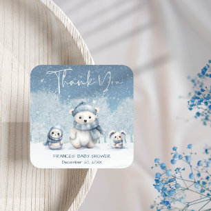 Oh Boy Winter   Baby shower van Woodland Vierkante Sticker