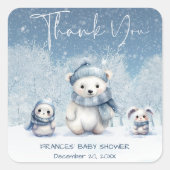 Oh Boy Winter | Baby shower van Woodland Vierkante Sticker (Voorkant)