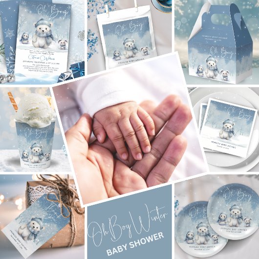 Oh Boy Winter Baby shower Zeg geen Baby-spel Poster