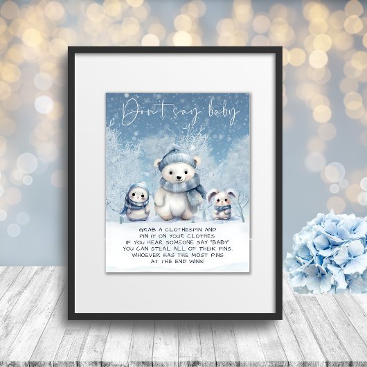 Oh Boy Winter Baby shower Zeg geen Baby-spel Poster