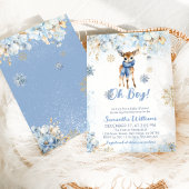 Oh Boy Winter Blauw Bloemen & Herten Baby shower Kaart