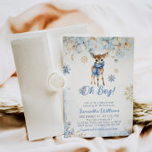 Oh Boy Winter Blauw Bloemen & Herten Baby shower Kaart