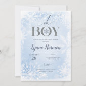 Oh Boy Winter Boy Baby shower Uitnodiging Blue (Voorkant)
