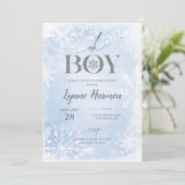 Oh Boy Winter Boy Baby shower Uitnodiging Blue (Staand voorkant)