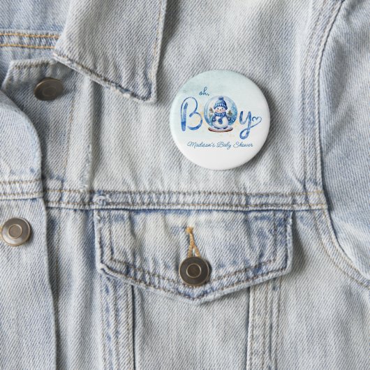 Oh Boy Winter Thema Baby shower Button (In situ)