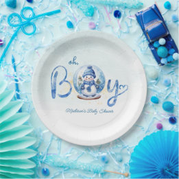 Oh Boy Winter Thema Baby shower Papieren Bordje