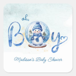 Oh Boy Winter Thema Baby shower Vierkante Sticker