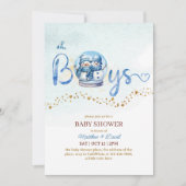 Oh Boy Winter Thema Twin Baby shower Kaart (Voorkant)