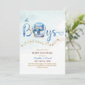 Oh Boy Winter Thema Twin Baby shower Kaart (Staand voorkant)