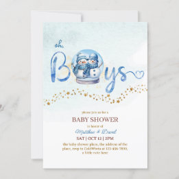 Oh Boy Winter Thema Twin Baby shower Kaart