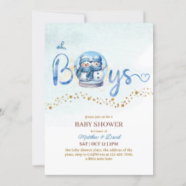 Oh Boy Winter Thema Twin Baby shower Kaart
