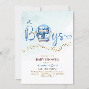 Oh Boy Winter Thema Twin Baby shower Kaart