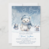 Oh Boy Winter | Woodland Baby shower bewerkbaar Kaart (Voorkant)