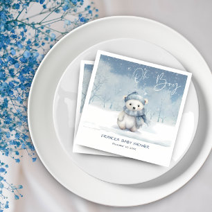 Oh Boy Winter   Woodland Baby shower bewerkbaar Servet