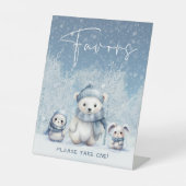 Oh Boy Winter | Woodland Baby shower Favors Sign Reclamebord Met Voetstuk (Voorkant)
