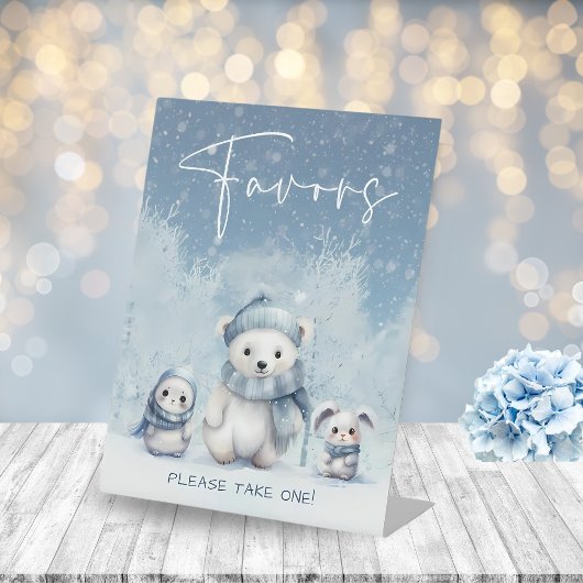 Oh Boy Winter | Woodland Baby shower Favors Sign Reclamebord Met Voetstuk