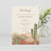 Oh boy woestijn cactus succulent boy baby shower kaart (Staand voorkant)