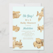 Oh Boy Wooden Toys Baby shower Uitnodiging (Voorkant)