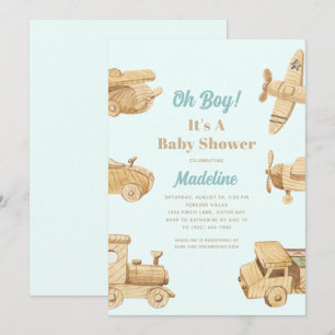 Oh Boy Wooden Toys Baby shower Uitnodiging