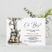 Oh Boy Woodland Animals Baby Shower Invitation Kaart (Staand voorkant)
