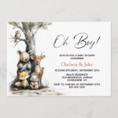 Oh Boy Woodland Animals Baby Shower Invitation Kaart (Voorkant)