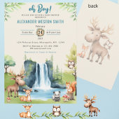 Oh boy! Woodland Animals Waterfall Baby shower Kaart