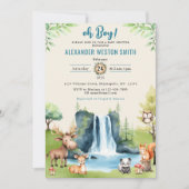 Oh boy! Woodland Animals Waterfall Baby shower Kaart (Voorkant)