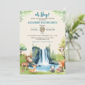 Oh boy! Woodland Animals Waterfall Baby shower Kaart (Staand voorkant)
