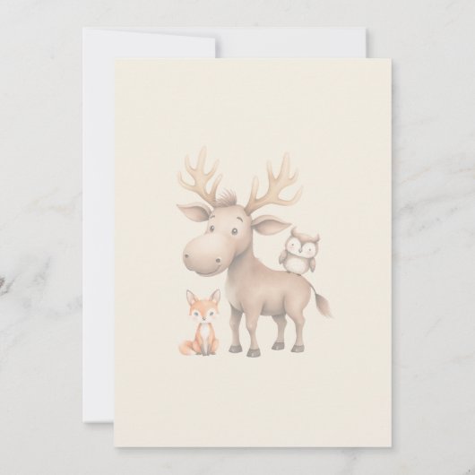 Oh boy! Woodland Animals Waterfall Baby shower Kaart (Achterkant)