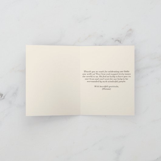 Oh Boy Woodland Baby shower Bedankt Card (Binnen)