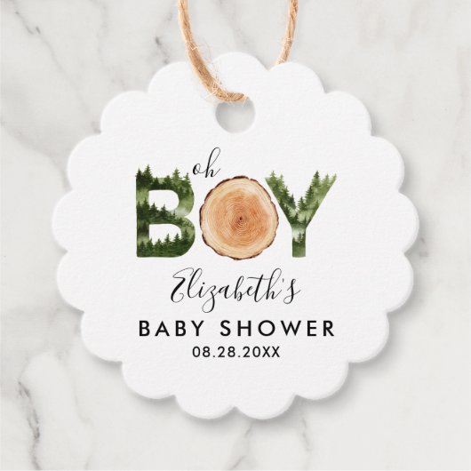 Oh Boy Woodland Baby shower Dank je Bedankjes Labels (Voorkant)