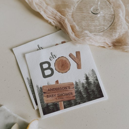 Oh Boy - Woodland Baby shower Servet