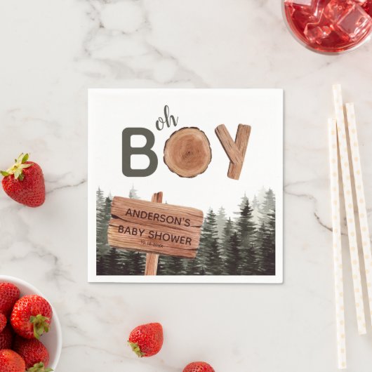 Oh Boy - Woodland Baby shower Servet (Insitu)