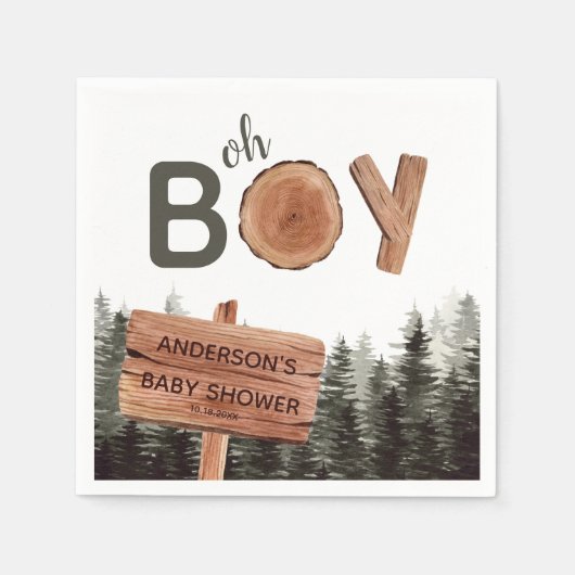 Oh Boy - Woodland Baby shower Servet (Voorkant)