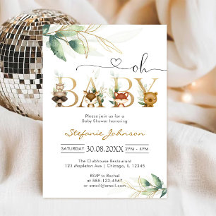 Oh Boy Woodland Baby Shower Uitnodiging