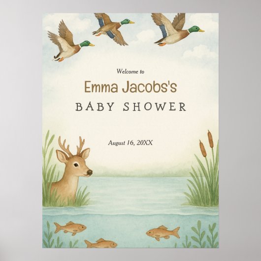 Oh boy! Woodland Baby shower Welkom Poster (Voorkant)