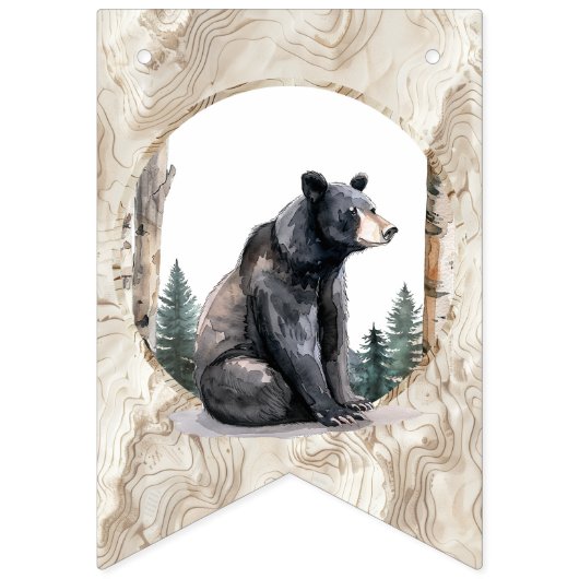 Oh Boy Woodland Bear Adventure Welcome Baby Banner (Tweede vlag)