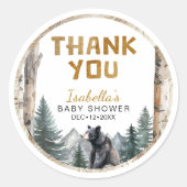 Oh Boy Woodland Beer | Baby shower dank u Ronde Sticker (Voorkant)