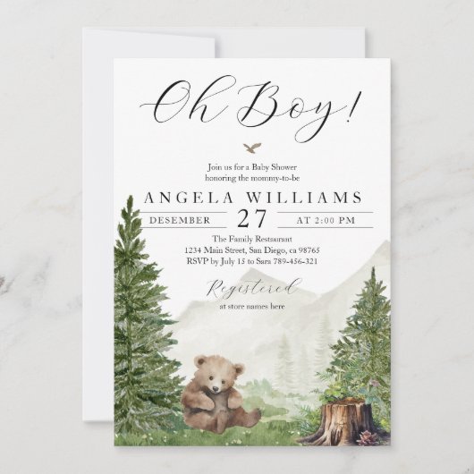 Oh Boy Woodland Beer Baby shower Kaart (Voorkant)